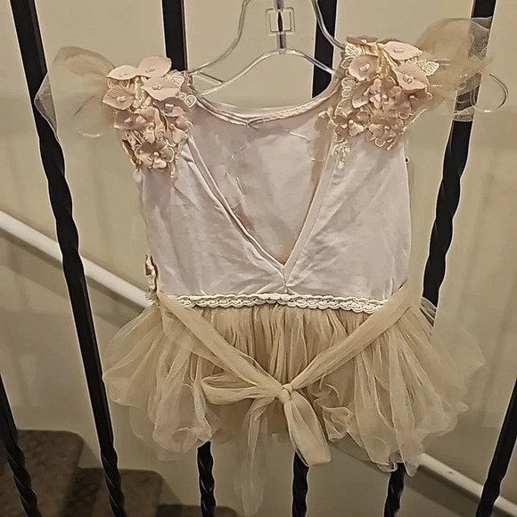 High-Low Tulle Dress with 3D Flower Lace Top - Picture 3 of 3